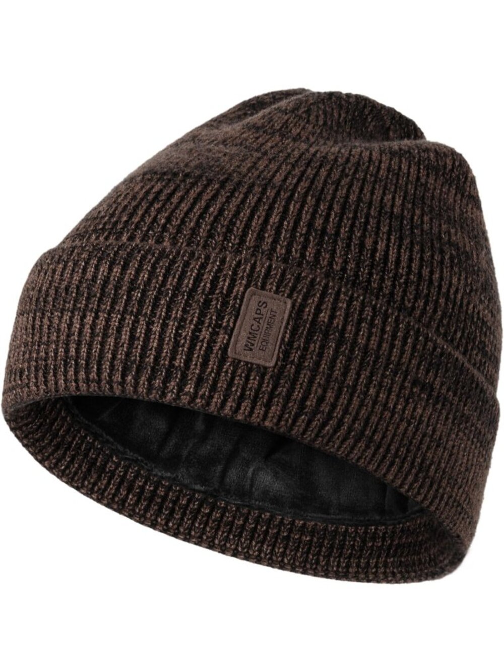Unisex Brown Black Winter Beanie For Soft Fleece Lined Knit Ski Hat Warm Cap